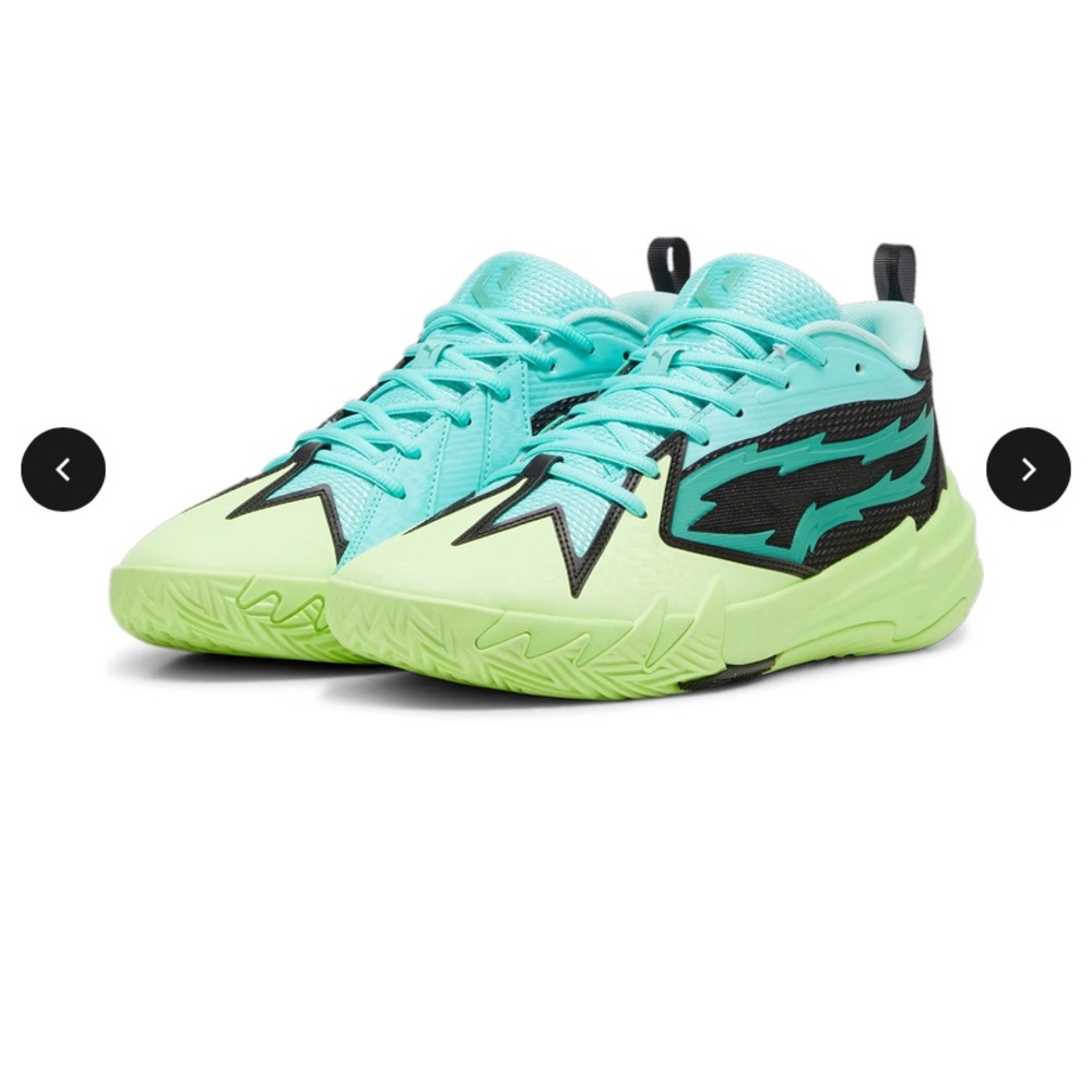 PUMA Scoot Zeros Big Kids' Basketball Shoes in Turquoise & Lime - Size: 5.5